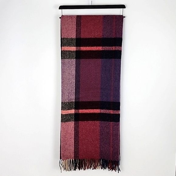 Bronte by Moon 100% Pure Wool Large Throw Blanket Madison Purple Plaid 58" X 68" - Picture 1 of 6